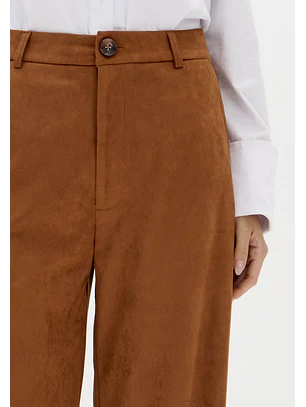Calças Wide Leg em Suede Camel - Lança Perfume 