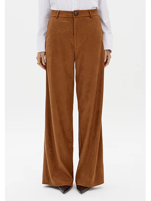Calças Wide Leg em Suede Camel - Lança Perfume 