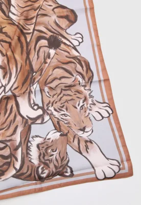 Lenço Quadrado WILD EMBRACE Tigres Azul - Lança Perfume 2