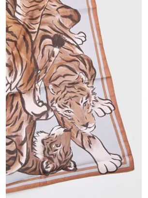 Lenço Quadrado WILD EMBRACE Tigres Azul - Lança Perfume