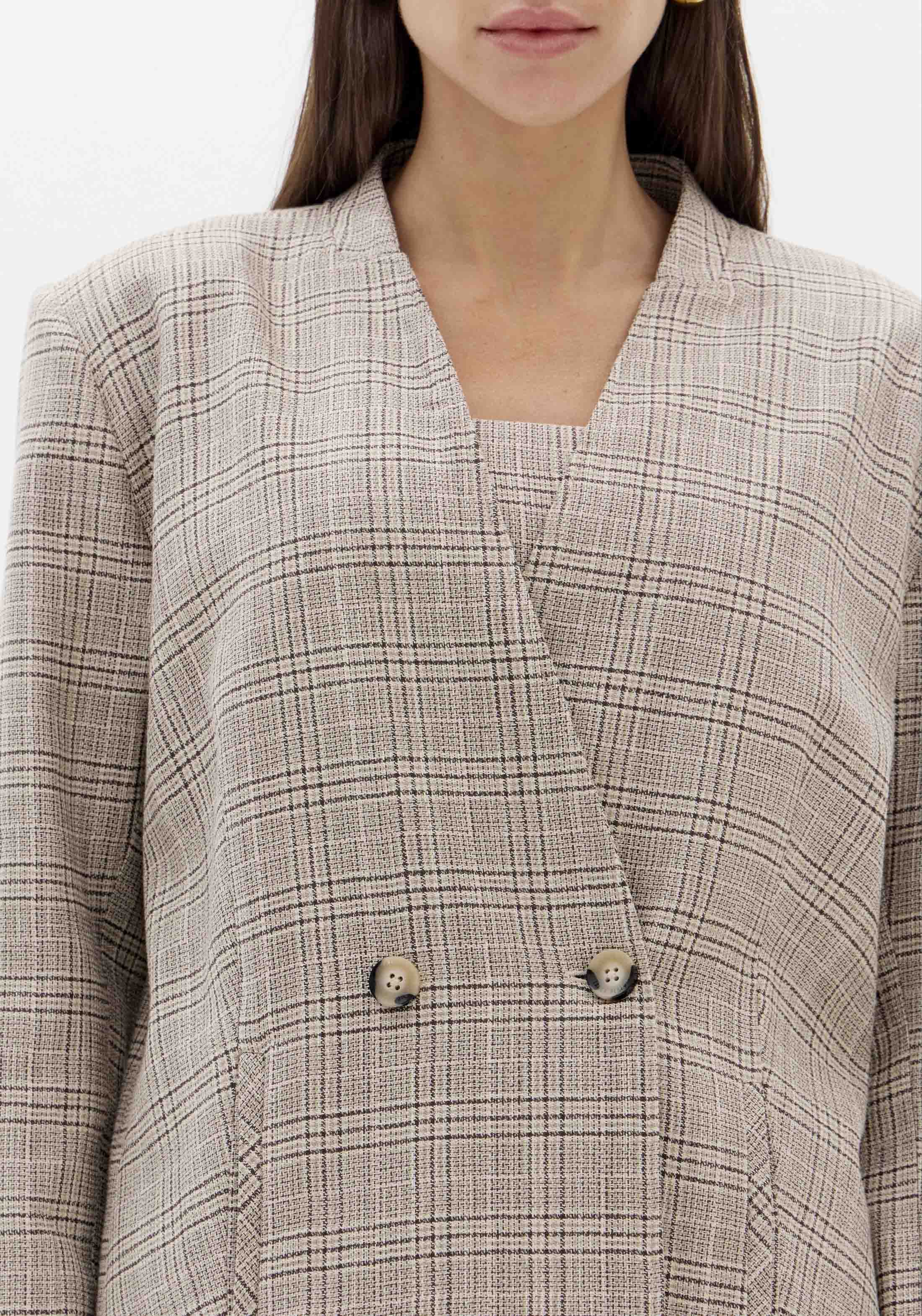 Blazer Oversize RUKA Xadrez Bege - Lança Perfume 3