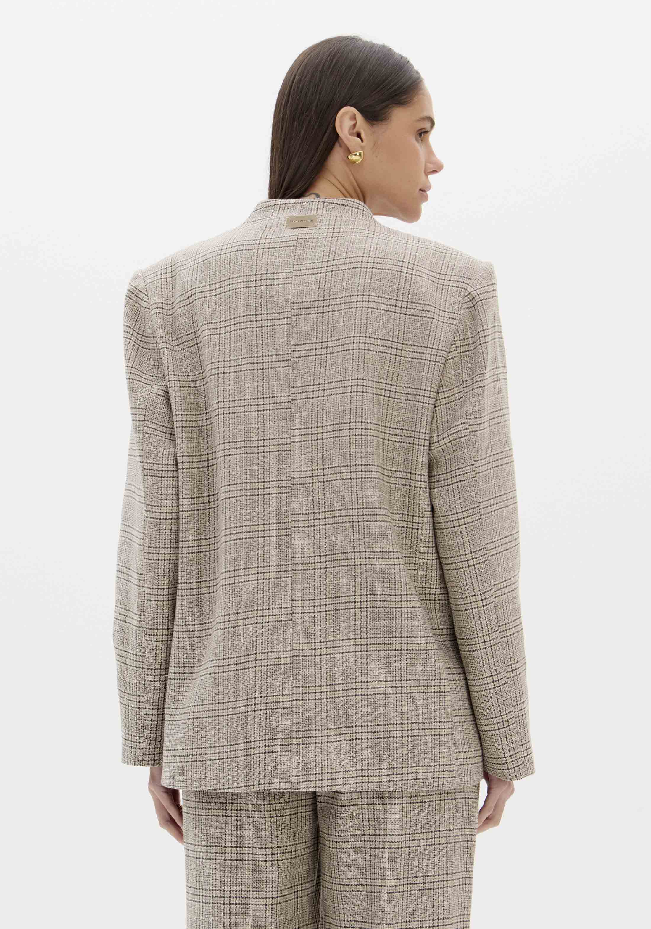 Blazer Oversize RUKA Xadrez Bege - Lança Perfume 4
