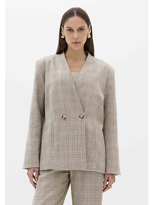 Blazer Oversize RUKA Xadrez Bege - Lança Perfume