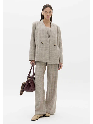 Blazer Oversize RUKA Xadrez Bege - Lança Perfume