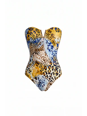 Body / Fato de Banho Animal Print Azul e Amarelo - SAHOCO