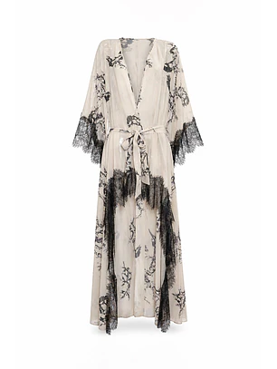 Kaftan Savana Pássaros Bege - SAHOCO 