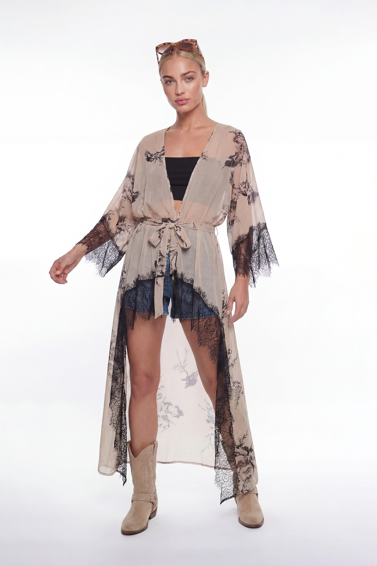 Kaftan Savana Pássaros Bege - SAHOCO  1