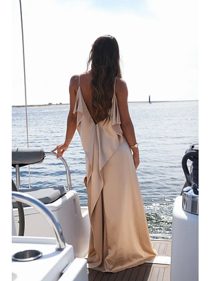 Vestido Comprido Thalassa Dourado / Bege - SAHOCO 