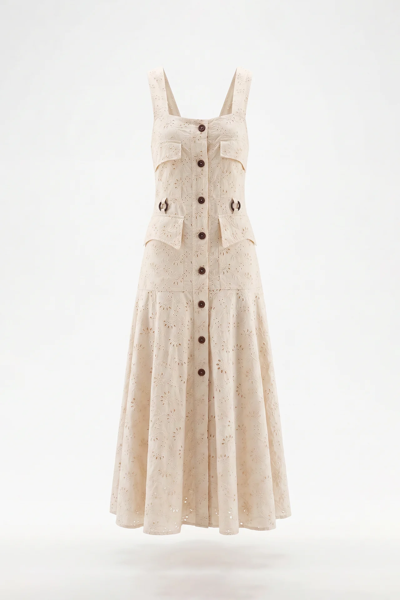 Vestido Celeste Bordado Inglês Bege - SAHOCO 6