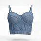 Top Corset em Renda Azul - SAHOCO   - Thumbnail 1