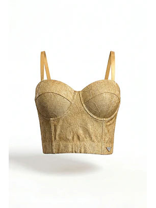 Top Corset em Renda Bege - SAHOCO 