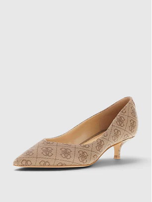 Sapato Salto Baixo CASEN 2 Logo Bege - Guess 