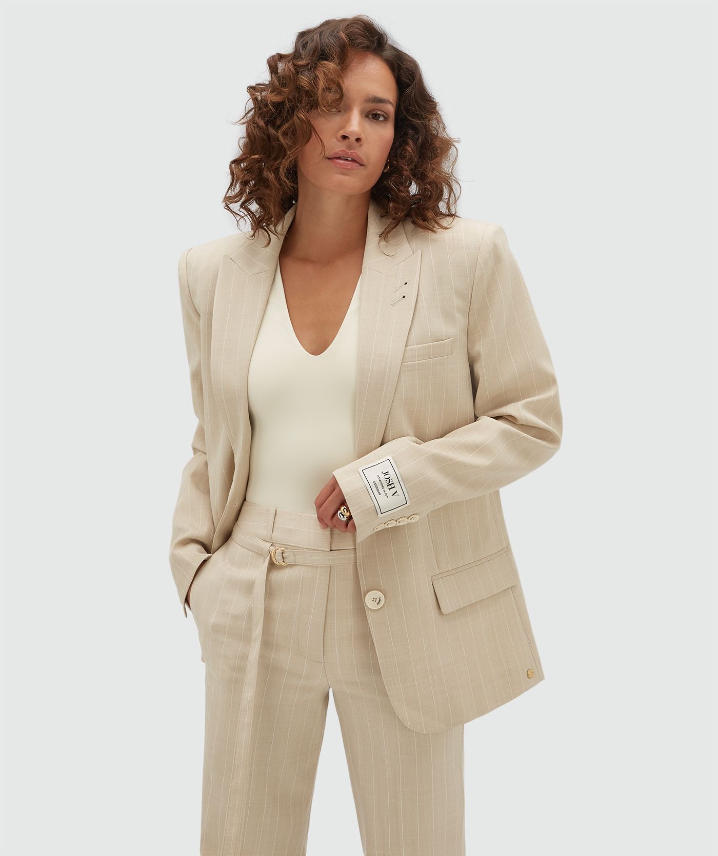 Blazer Nick Oversized Bege com Risca  - Josh V  1