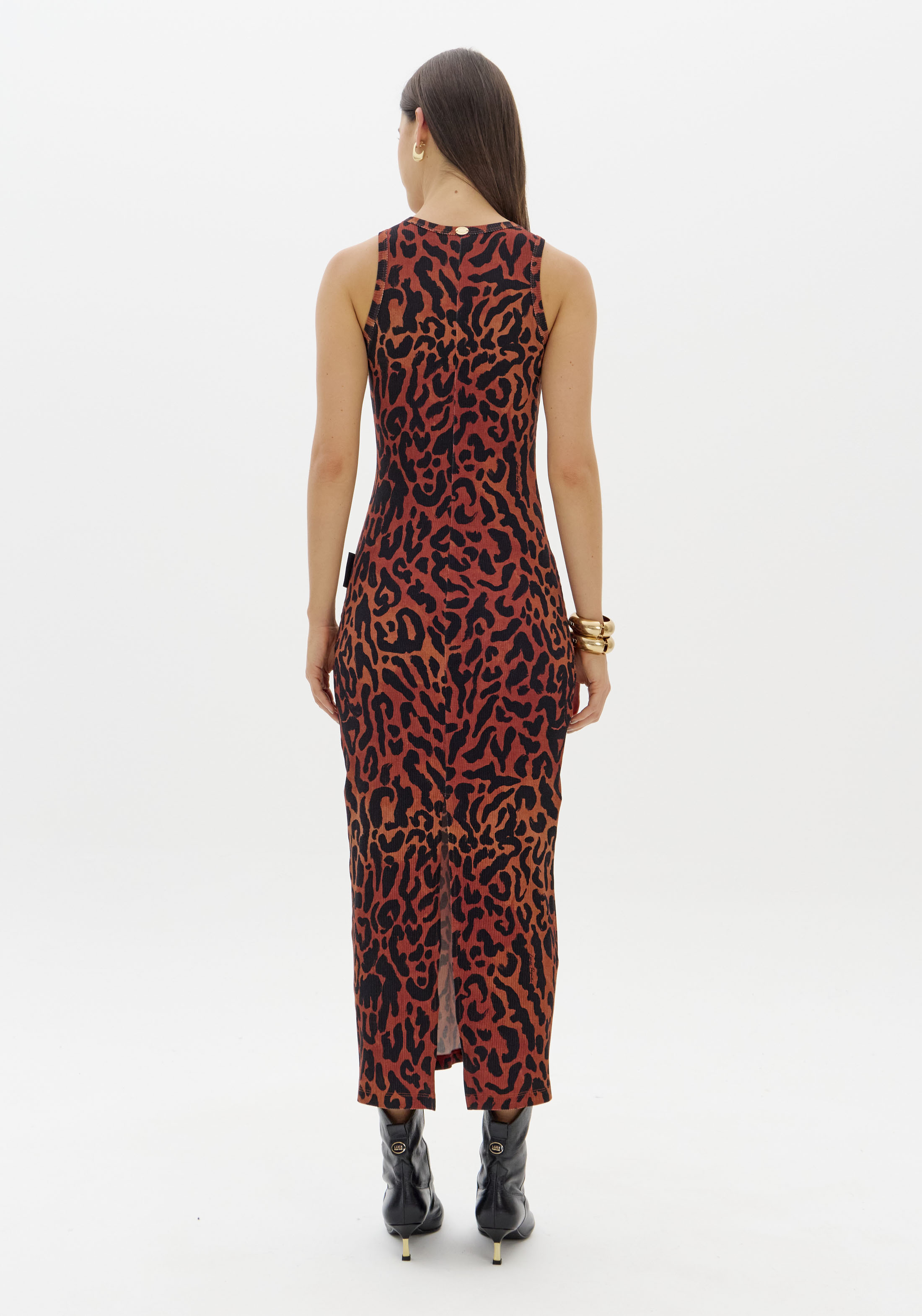 Vestido Comprido Canelado Animal Print - Lança Perfume  2