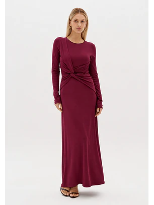 Vestido Canelado com Nó Bordeaux - Lança Perfume