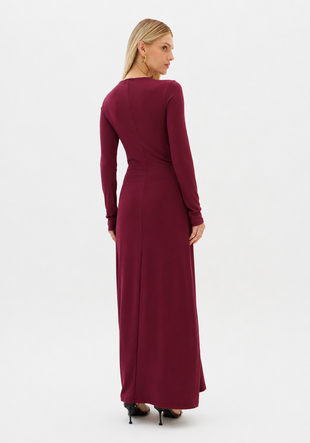 Vestido Canelado com Nó Bordeaux - Lança Perfume 2