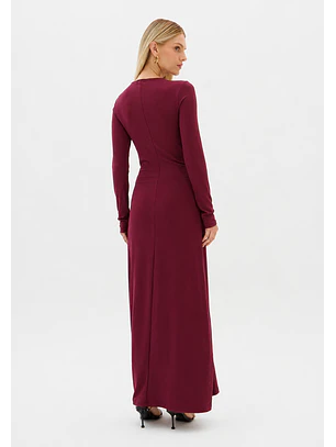 Vestido Canelado com Nó Bordeaux - Lança Perfume
