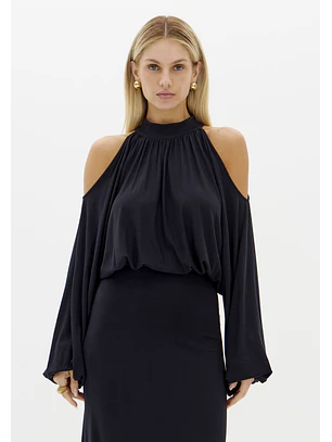 Blusa com Mnaga Comprida  Preto - Lança Perfume 