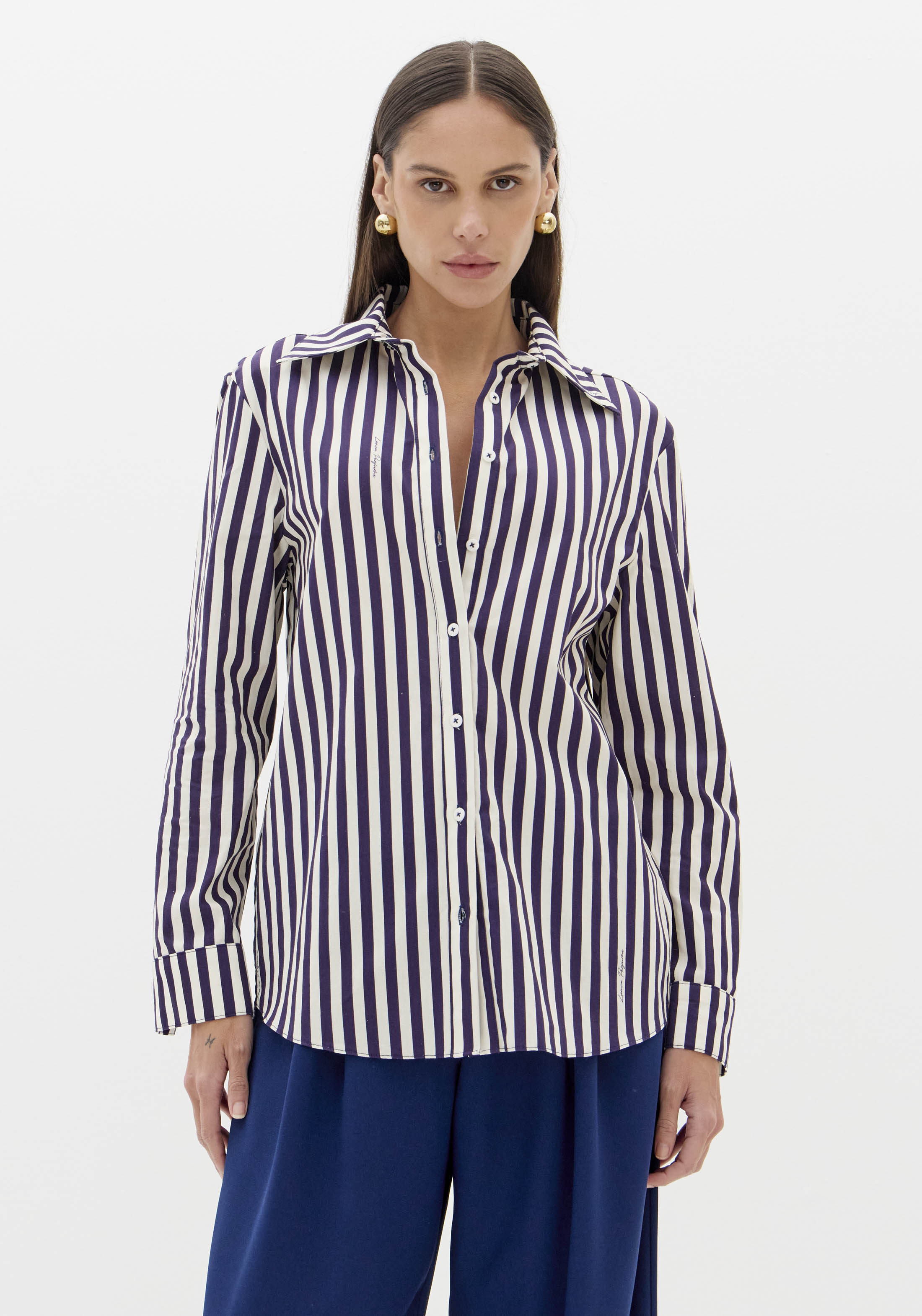 Camisa de Riscas Azul e Branco - Lança Perfume  1