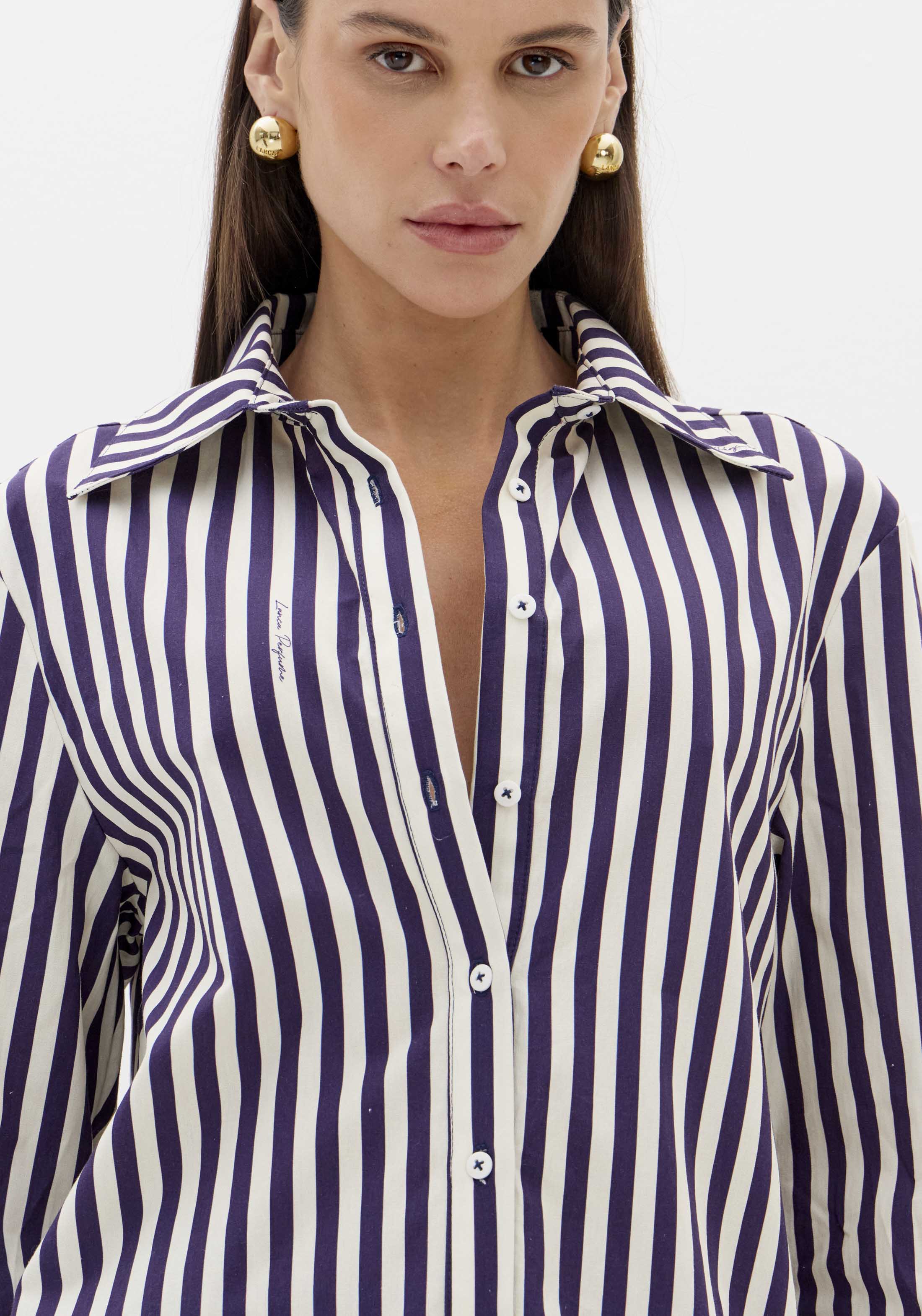 Camisa de Riscas Azul e Branco - Lança Perfume  4