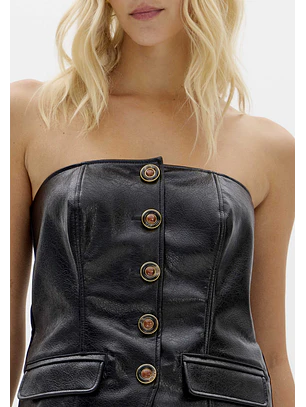 Top em Ecopele Preto - Lança Perfume 