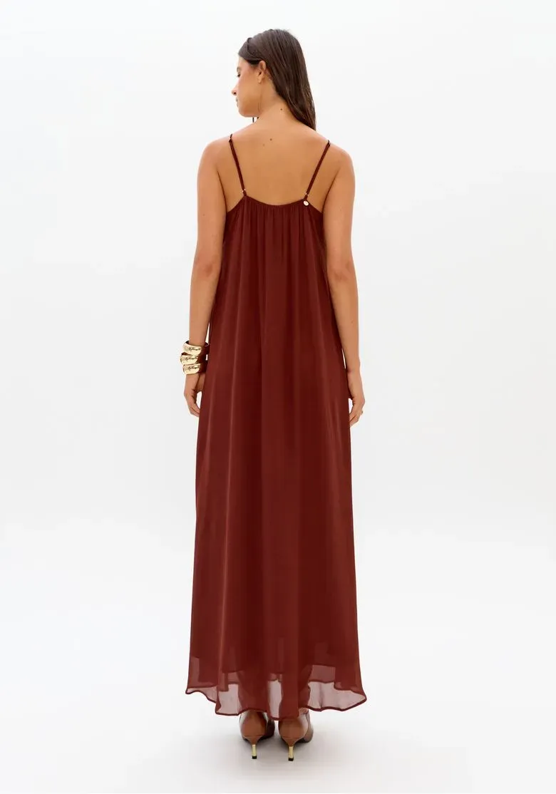 Vestido de Alças com Renda Castanho - Lança Perfume 2