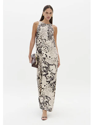Vestido Comprido PRIMAL BLOOM Preto - Lança Perfume
