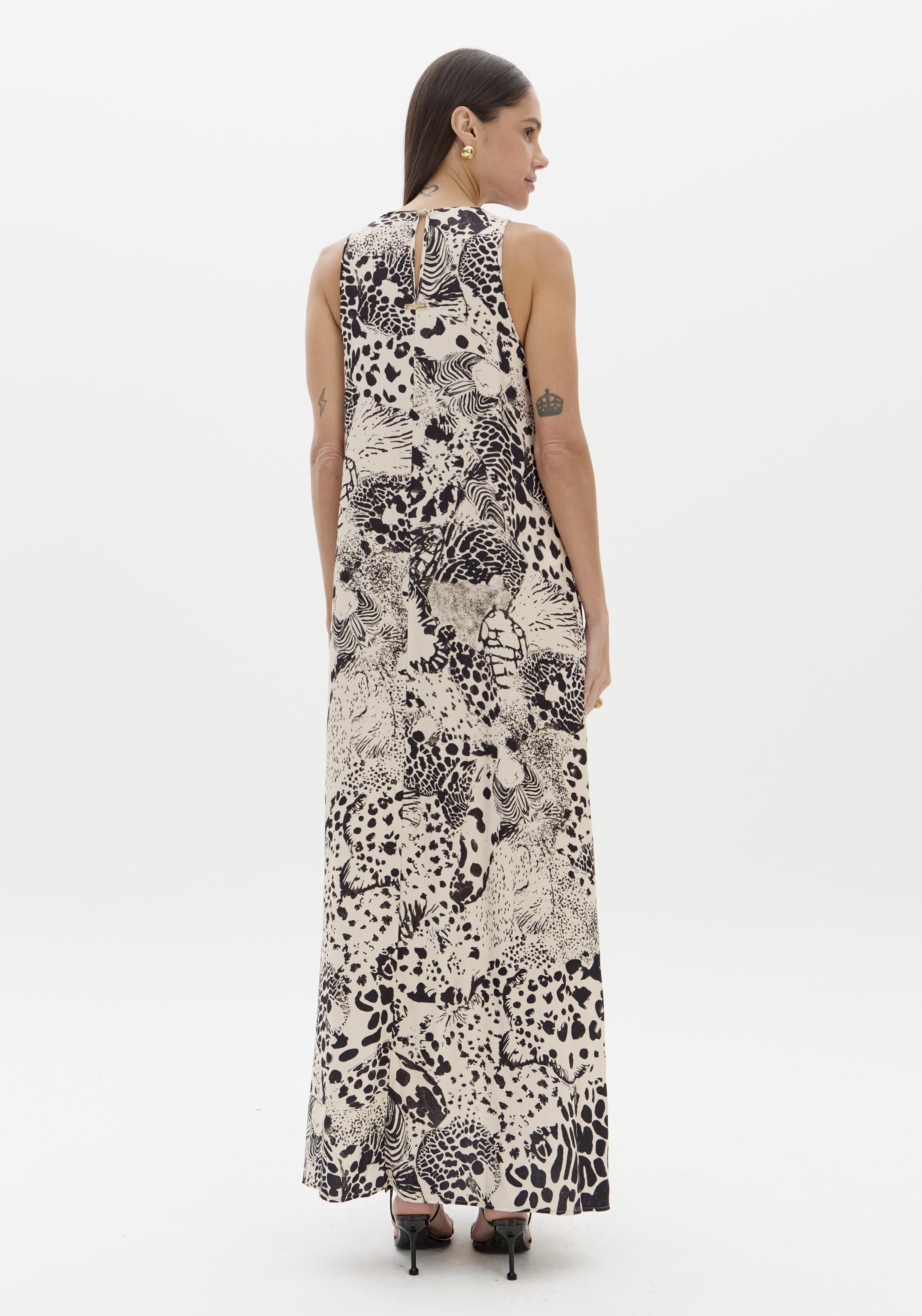 Vestido Comprido PRIMAL BLOOM Preto - Lança Perfume 4