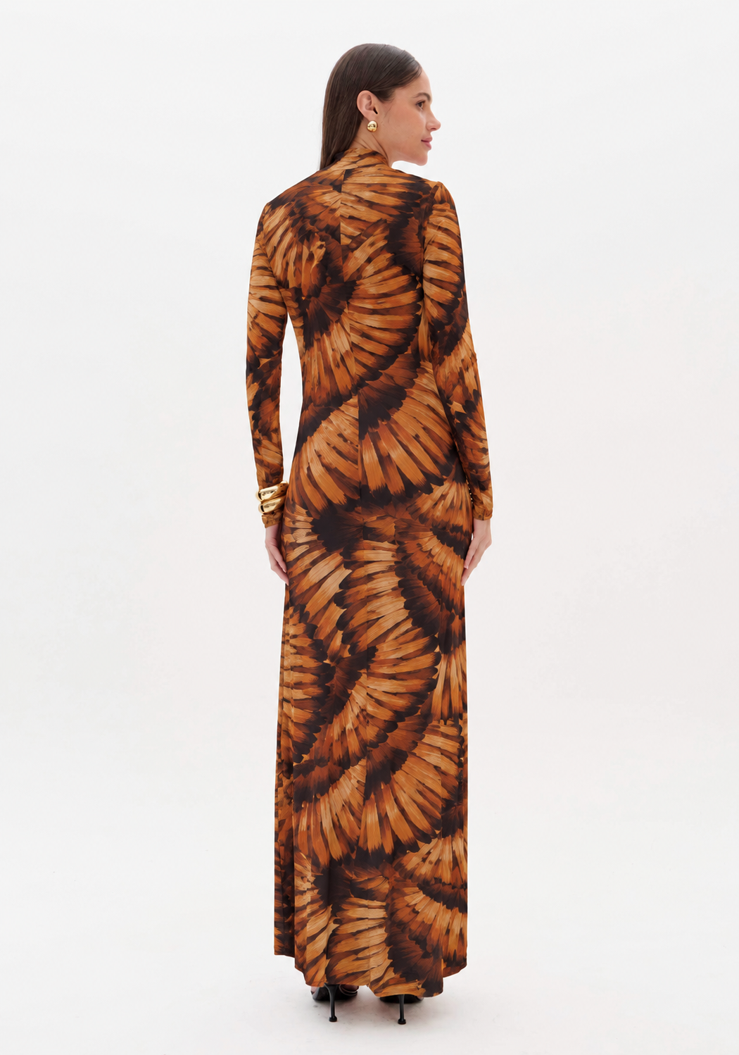 Vestido Comprido PAINTED WINGS Camel - Lança Perfum 2
