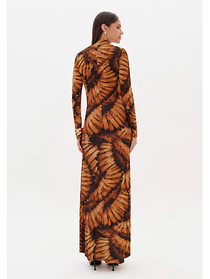 Vestido Comprido PAINTED WINGS Camel - Lança Perfum