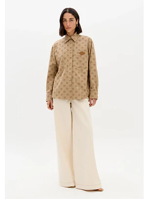 Camisa com Monograma Bege - Lança Perfume 