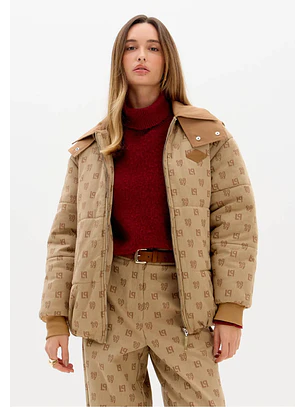 Casaco Puffer Monograma Bege - Lança Perfume