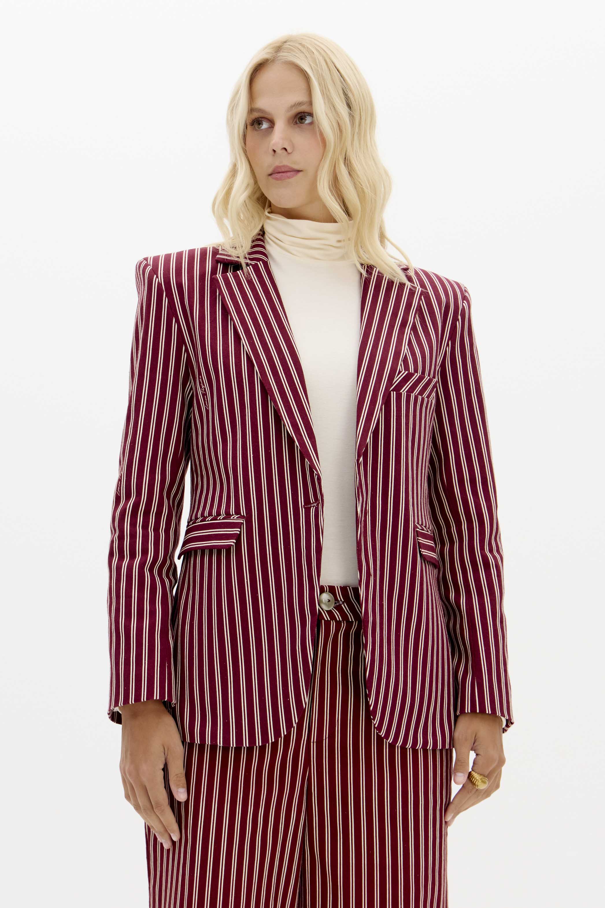 Blazer Riscas Bordeaux - Lança Perfume  1