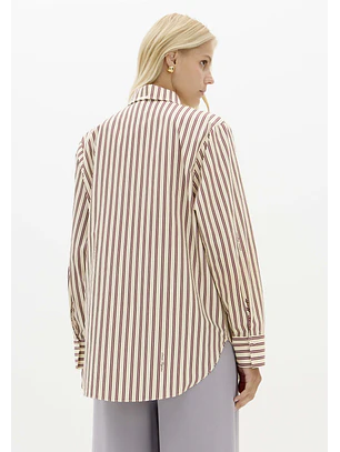 Camisa Riscas Creme e Bordeaux - Lança Perfume