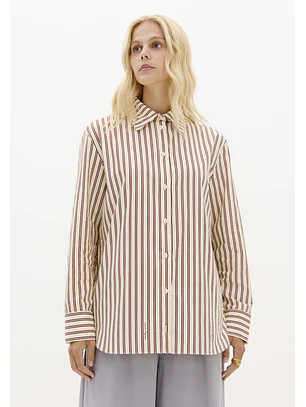 Camisa Riscas Creme e Bordeaux - Lança Perfume