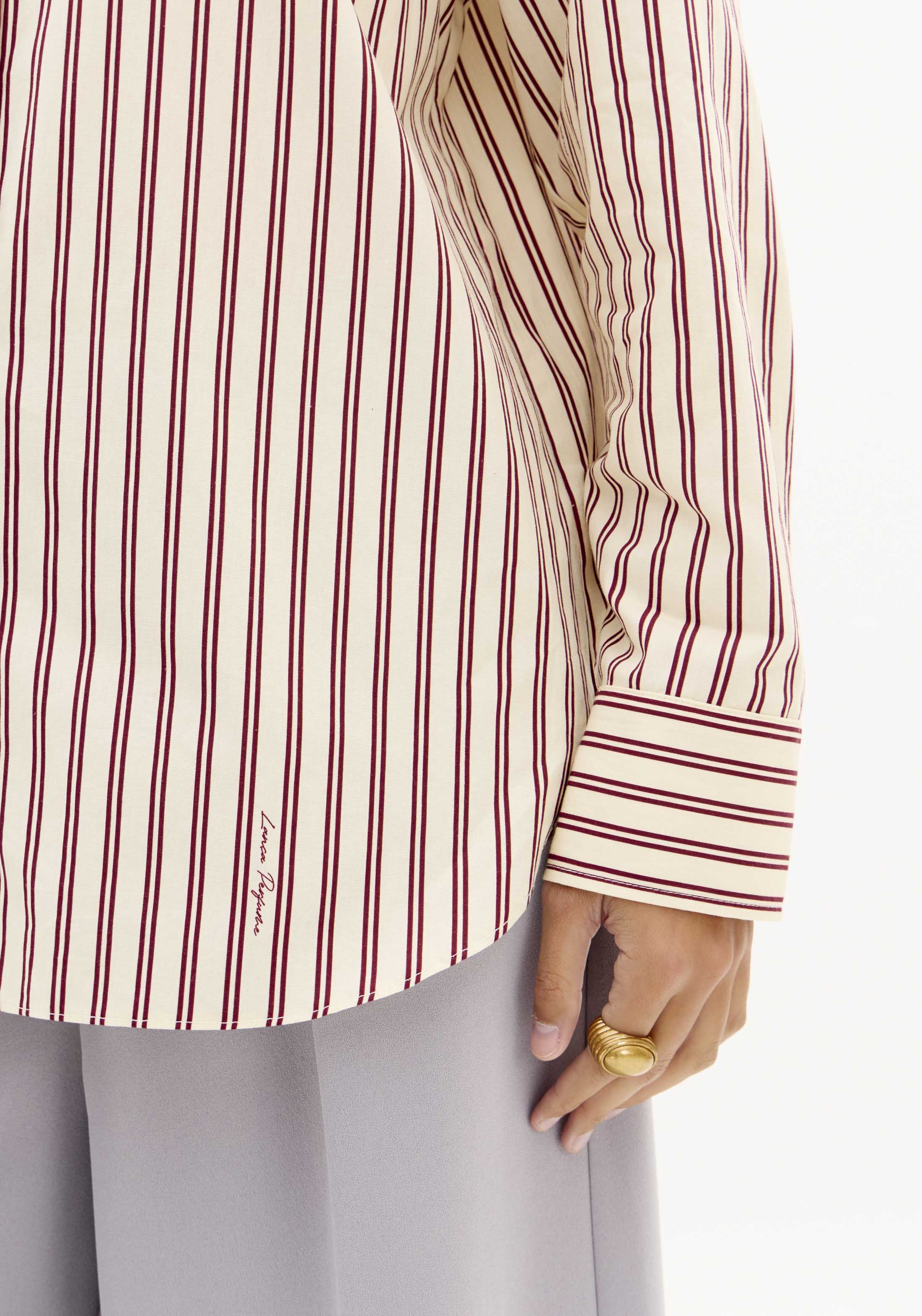 Camisa Riscas Creme e Bordeaux - Lança Perfume 4