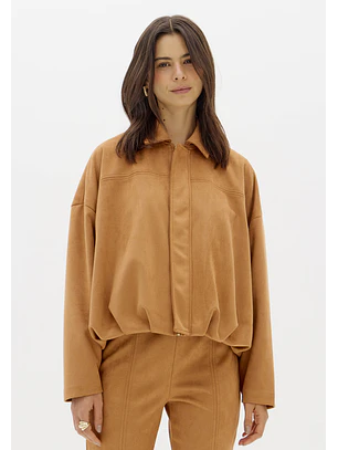 Casaco em Suede Camel - Lança Perfume 