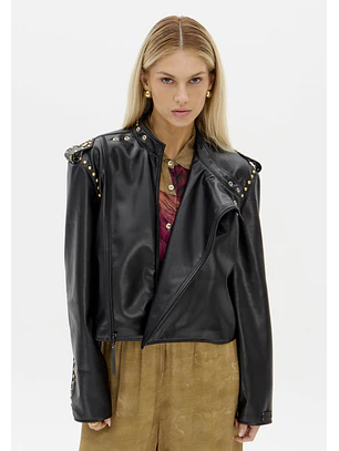 Casaco Biker Preto com Tachas - Lança Perfume