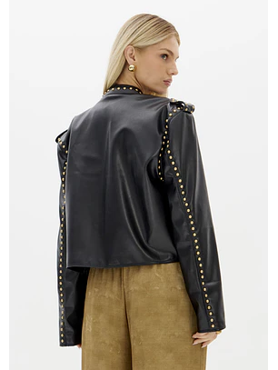 Casaco Biker Preto com Tachas - Lança Perfume