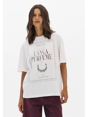 T-shirt Oversized Branca com Bordeaux - Lança Perfume