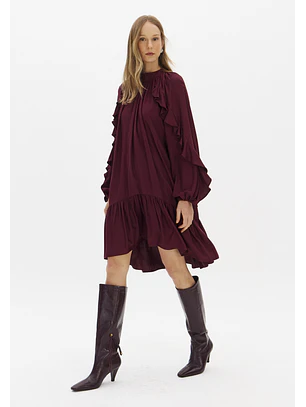 Vestido Fluido Bordeaux - Lança Perfume 