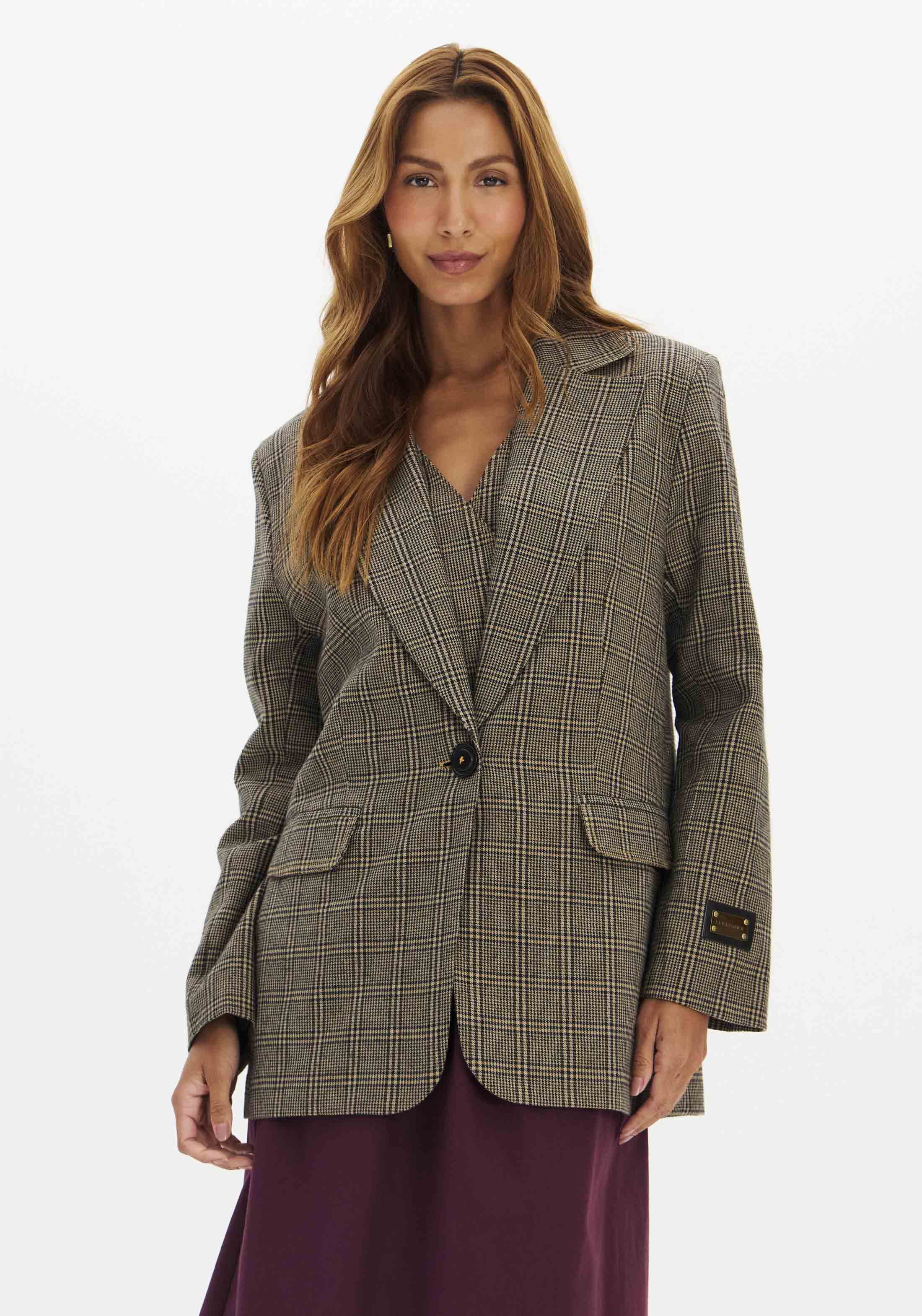 Blazer Xadrez URBAN CHESS Taupe - Lança Perfume  1
