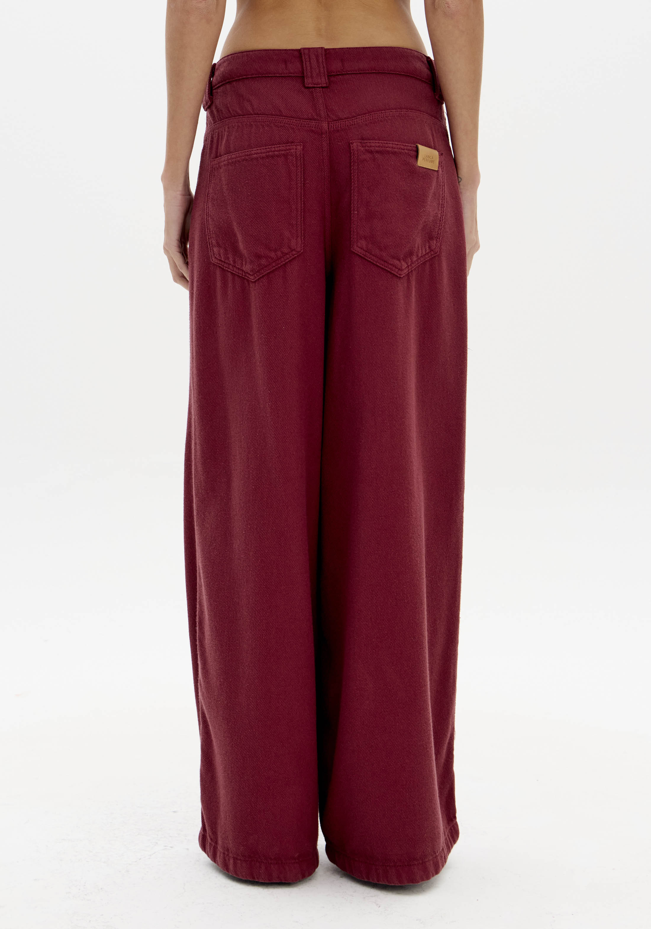 Calças em Sarja Wide Leg Bordeaux - Lança Perfume  3
