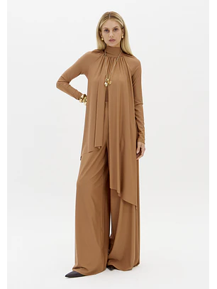Calças Pantalona Malha Fria Camel - Lança Perfume