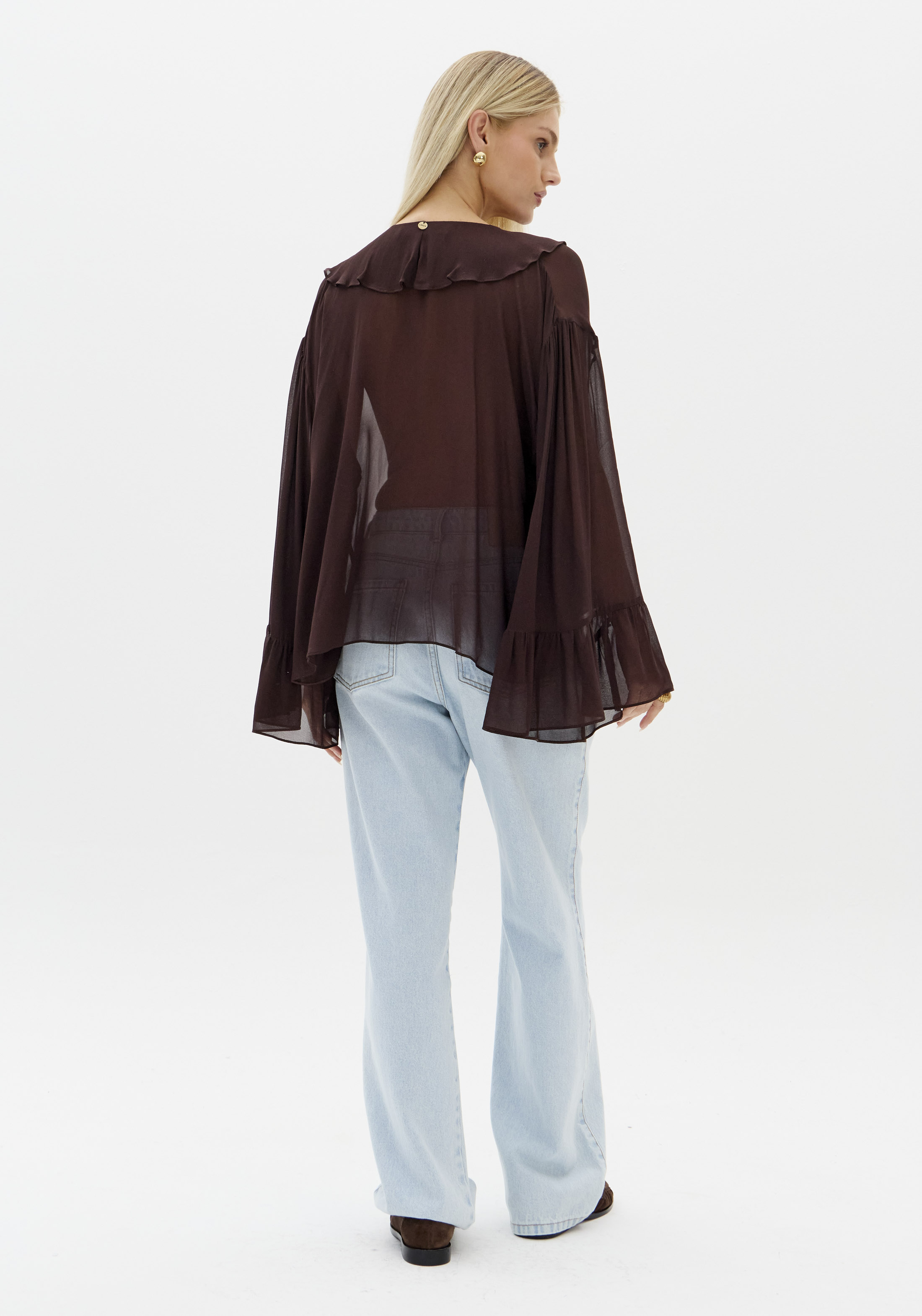 Blusa com Folho Castanho - Lança Perfume  4