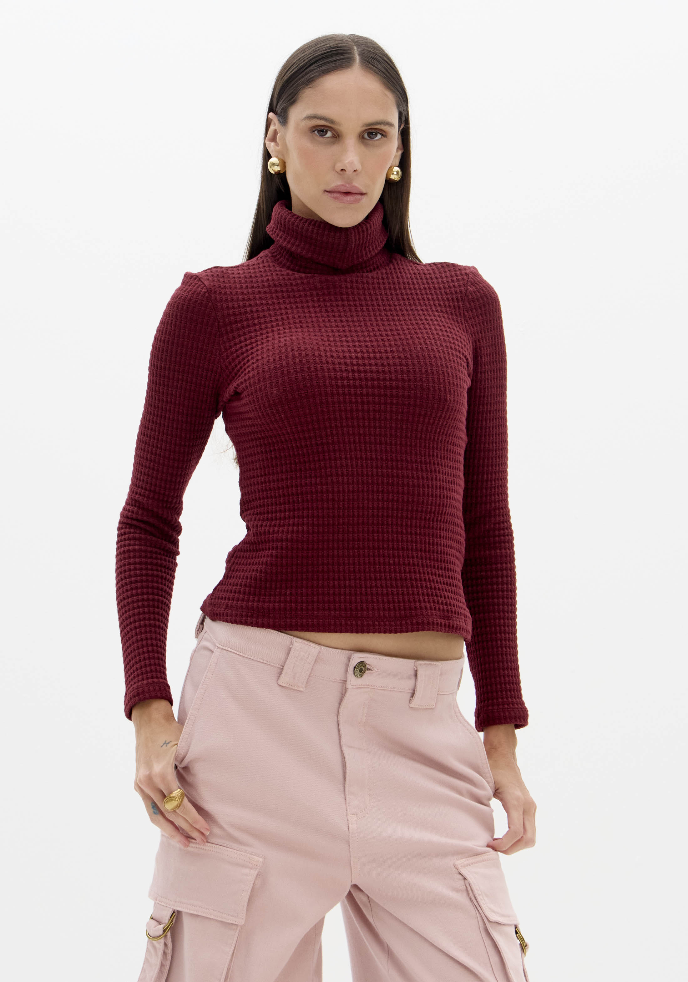 Camisola Gola Alta Bordeaux - Lança Perfume  1