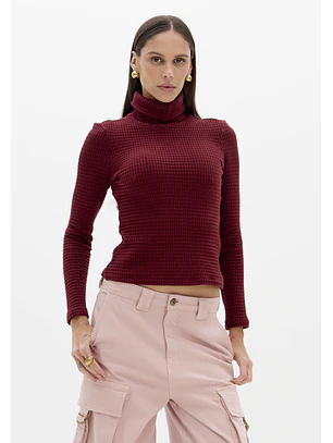 Camisola Gola Alta Bordeaux - Lança Perfume 