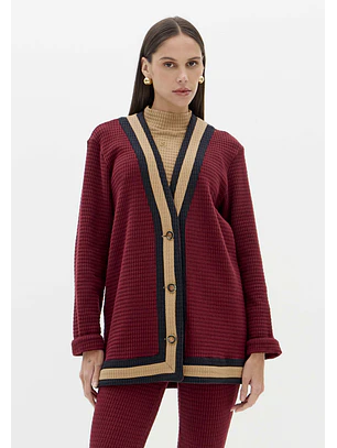 Casaco de Malha Tricolor Bordeaux - Lança Perfume