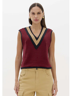 Colete de Malha Tricolor Bordeaux - Lança Perfume