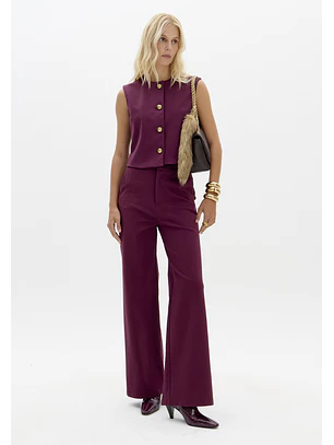 Calças Wide Leg INTENSE PLUM Bordeaux - Lança Perfume